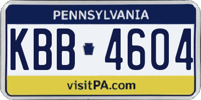 PA license plate KBB4604