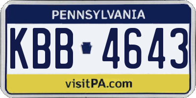 PA license plate KBB4643