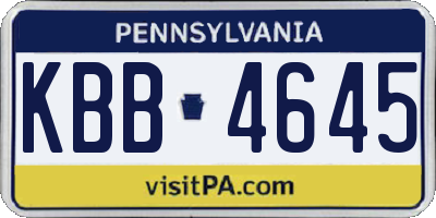 PA license plate KBB4645