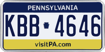 PA license plate KBB4646