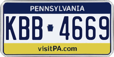 PA license plate KBB4669