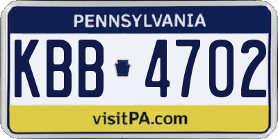 PA license plate KBB4702
