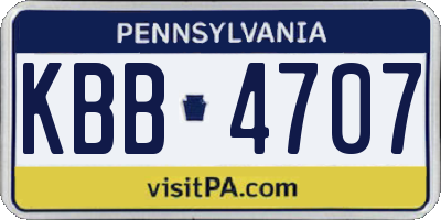 PA license plate KBB4707