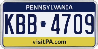 PA license plate KBB4709