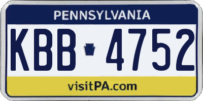 PA license plate KBB4752
