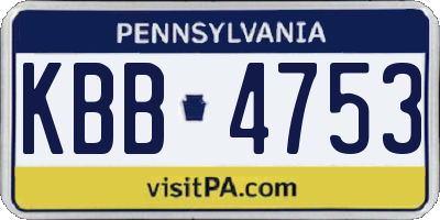 PA license plate KBB4753