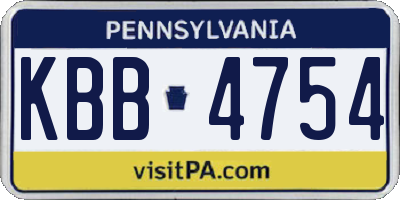 PA license plate KBB4754