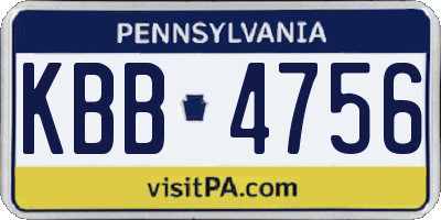 PA license plate KBB4756