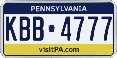 PA license plate KBB4777