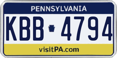 PA license plate KBB4794
