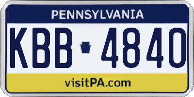 PA license plate KBB4840