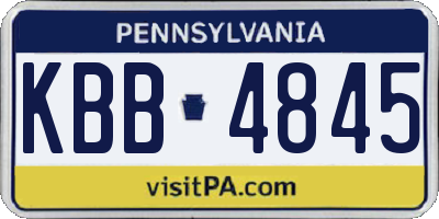 PA license plate KBB4845