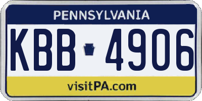 PA license plate KBB4906