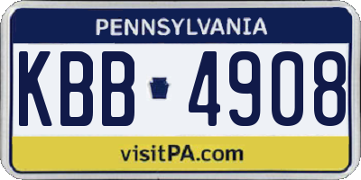 PA license plate KBB4908