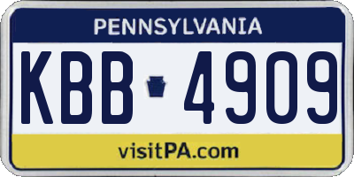 PA license plate KBB4909
