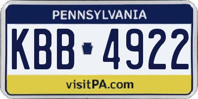 PA license plate KBB4922