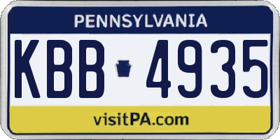 PA license plate KBB4935
