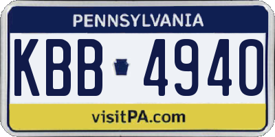 PA license plate KBB4940