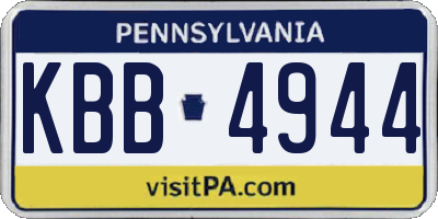 PA license plate KBB4944
