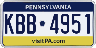 PA license plate KBB4951