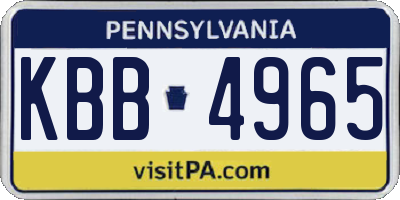 PA license plate KBB4965