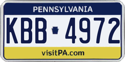 PA license plate KBB4972