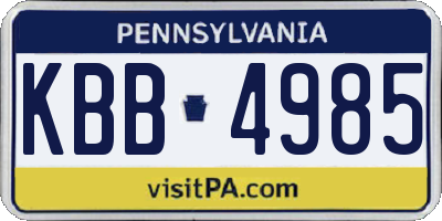 PA license plate KBB4985