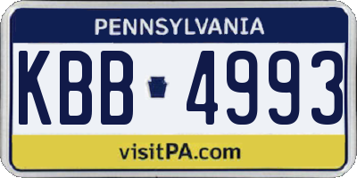 PA license plate KBB4993