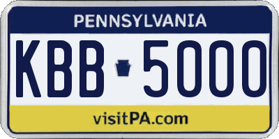 PA license plate KBB5000