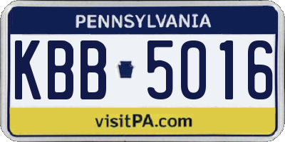 PA license plate KBB5016