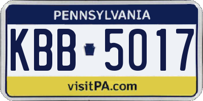PA license plate KBB5017