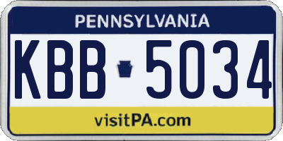 PA license plate KBB5034