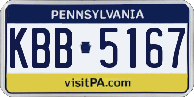 PA license plate KBB5167
