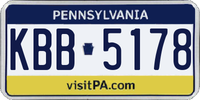 PA license plate KBB5178