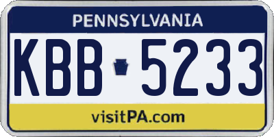 PA license plate KBB5233