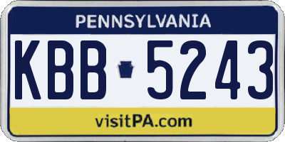 PA license plate KBB5243