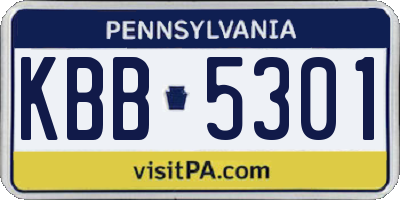 PA license plate KBB5301