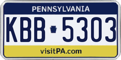 PA license plate KBB5303