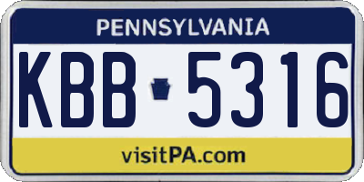 PA license plate KBB5316