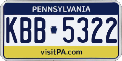 PA license plate KBB5322