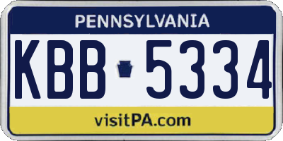 PA license plate KBB5334