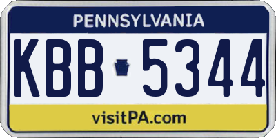 PA license plate KBB5344