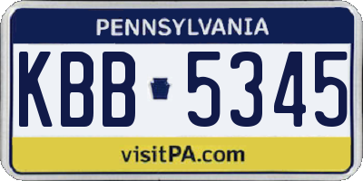 PA license plate KBB5345