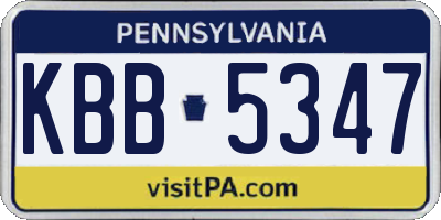 PA license plate KBB5347