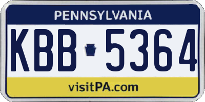 PA license plate KBB5364