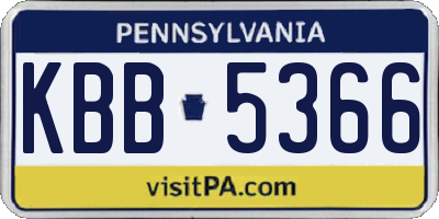 PA license plate KBB5366