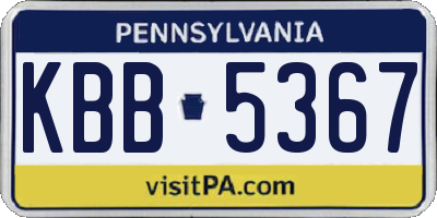 PA license plate KBB5367