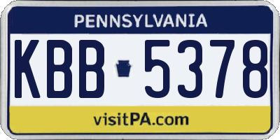 PA license plate KBB5378