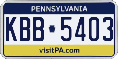 PA license plate KBB5403