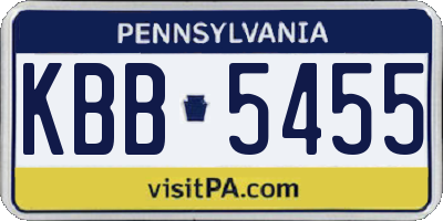 PA license plate KBB5455